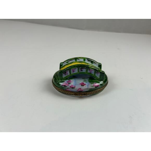 Limoges France Hand Painted Bridge Trinket Box Peint Main - Picture 3 of 13